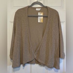 Prairie Cotton Open Front Cardigan 100% Cotton Size Small Light Brown NWT Women